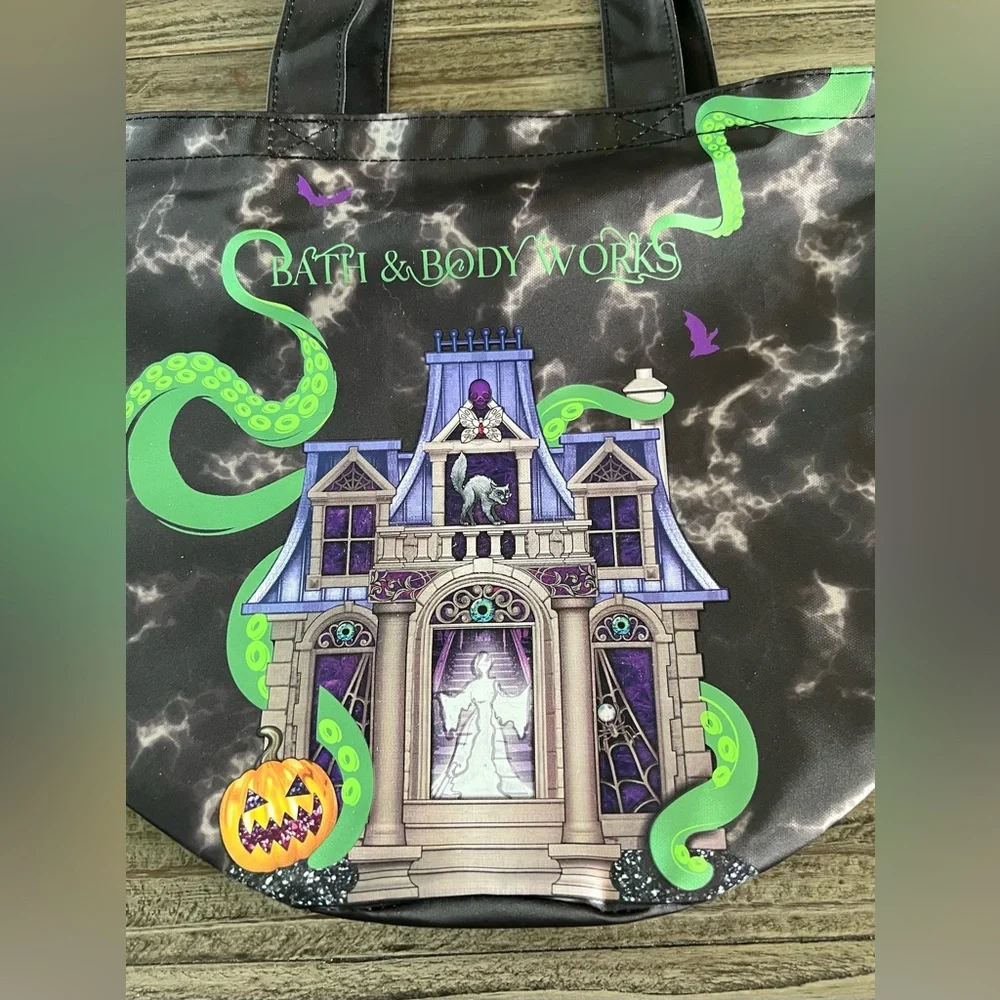 Bath & Body Works Spooky Mansion Tote with Green and Purple Accents - Picture 8 of 9